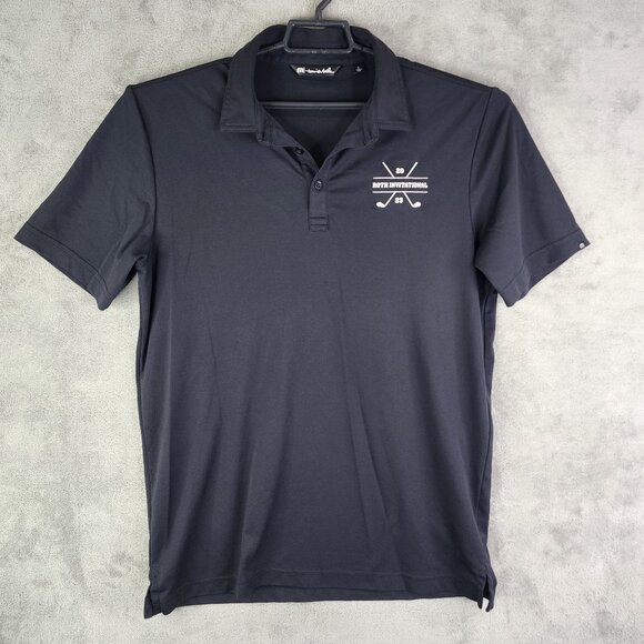 Mens Travis Mathew Black Polo Shirt Golf Short Sleeve Size L - Picture 2 of 11